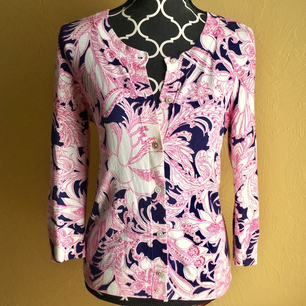 Talbots paisley cardigan